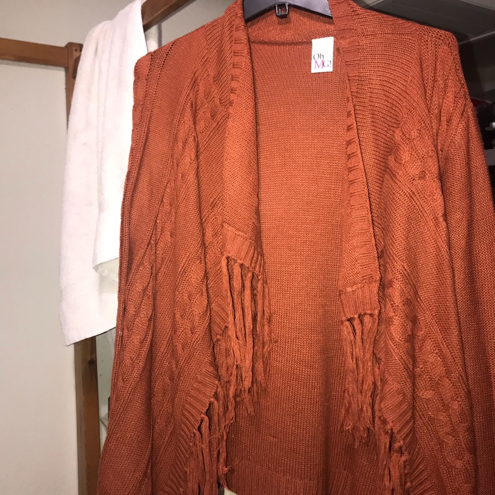 A Burnt Orange Fringe Cardigan